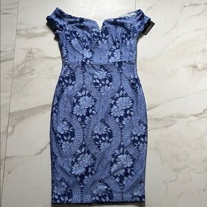 Guess NWT Blue Floral Lace Off-Shoulder Sheath Dress